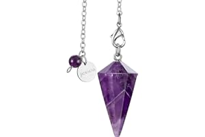 JADENOVA Pendulum Crystal Necklace Natural Amethyst Crystal Pendulums for Divination Dowsing Quartz Pendulum Chakra Reiki Healing Jewelry for Women Men