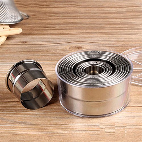 Wewin 12-Piece Different Sizes Round Biscuit Mold Stainless Steel Biscuits Dessert Toast Smooth Cookie Cutters Baking Mold - Thumbnail 6