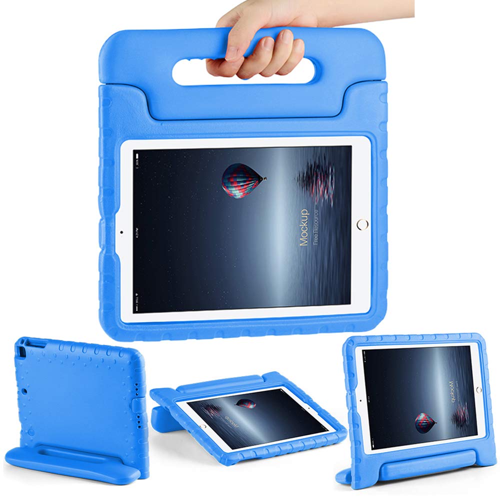 CAM-ULATA for New 9.7 iPad Case Kids 2018/2017 Shockproof for iPad Air 1 Air 2 Tablet Kids proof Handle Cover 5th 6th Generation 9.7 inch with Folio Stand Blue