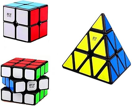 D ETERNAL QiYi High Speed Rubiks Cube Set, Qidi 2x2 Sail 3x3 Qiming A PyramidRubix Magic Cube Puzzle Toys,Multicolor (Qiyi Combo 2x2 3x3 & Pyramid)