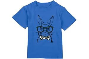 QLIPIN Toddler Easter Bunny Shirts Cute Rabbit with Glasses Print Tshirt Happy Easter Short Sleeve Tee Tops