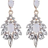 Rhinestone Leaf Wedding Earrings Wedding Bridal Crystal Earrings for Women Cubic Zirconia Rhinestone Leaf Earrings Boho Statement Earrings Wedding Ear Jewelry Gifts