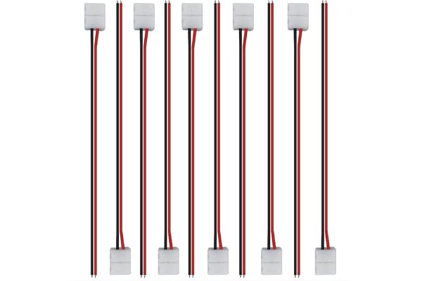LightingWill 10pcs Pack Strip Wire Solderless Snap Down 2Pin Conductor LED Strip Connector for 8mm Wide 3528 2835 Single Colo