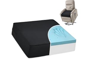 Shinnwa Gel Memory Foam Recliner Cushion for Elderly, Dual-Layer Foam Chair Pad, Extra Large Seat Cushion for Couch, Armchair, Wicker Chairs, Floor, 20 × 20 × 5in, Black