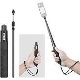 SYMIK Invisible Selfie Stick for Insta360 70 cm/27.6 in, 360 Camera Stick | Aluminum Alloy Extension Stick for Insta 360 X6 X5 X4 Air X3 ONE X2, Osmo 360, Portable Extendable Monopod Pole, Wrist Strap