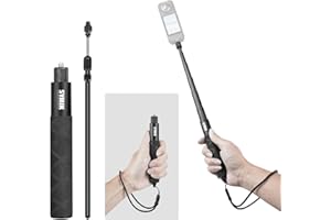 SYMIK Invisible Selfie Stick for Insta360 (70 cm/27.6 in), Aluminum Alloy Extension Stick Portable Extendable Monopod Pole with 1/4'' Screw and Wrist Strap for Insta 360 X5 X4 Air X3 ONE X2 Osmo 360