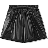 Girls Metallic Shorts Kids Shiny Hot Pants Elastic Waistband Shorts with Pockets