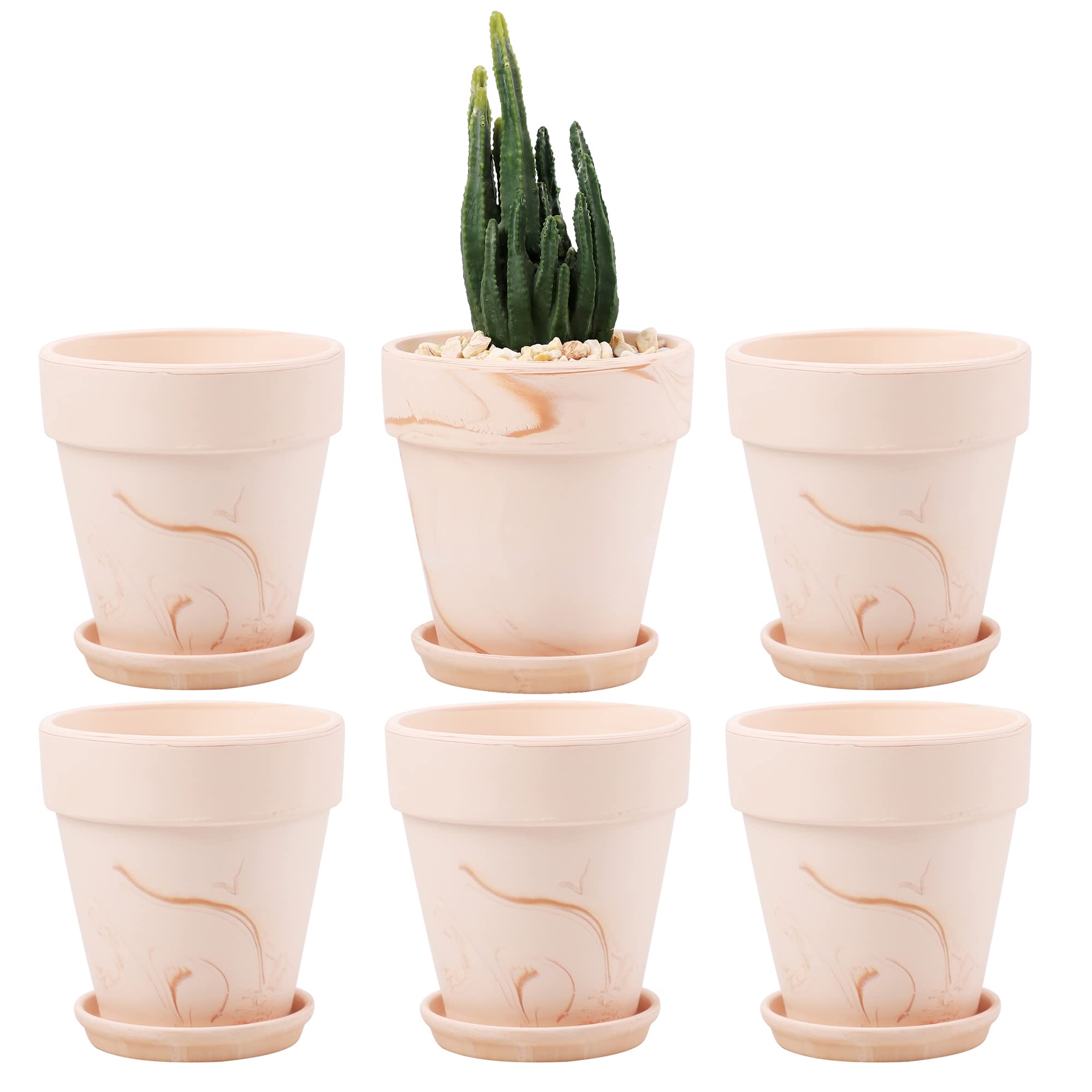 Photo 1 of Terra Cotta Pots with Saucer- 6-Pack Large Terracotta Pot Clay Pots 5" Clay Ceramic Pottery Planter Cactus Flower Pots Succulent Pot with Drainage Hole- Great for Plants,Crafts terra cotta planter