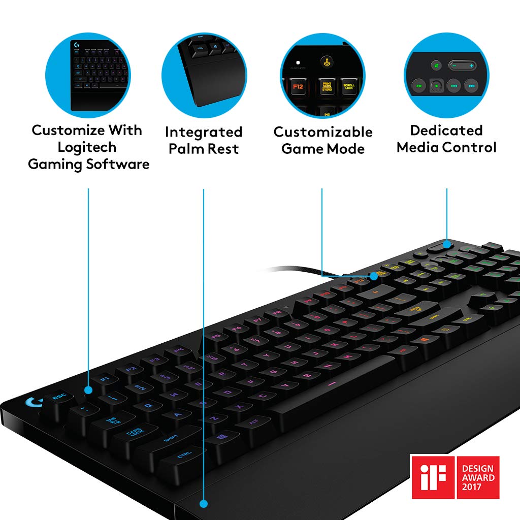 Logitech G213 Clavier Gaming Prodigy, RVB, Rétroéclairé - Disposition AZERTY Française