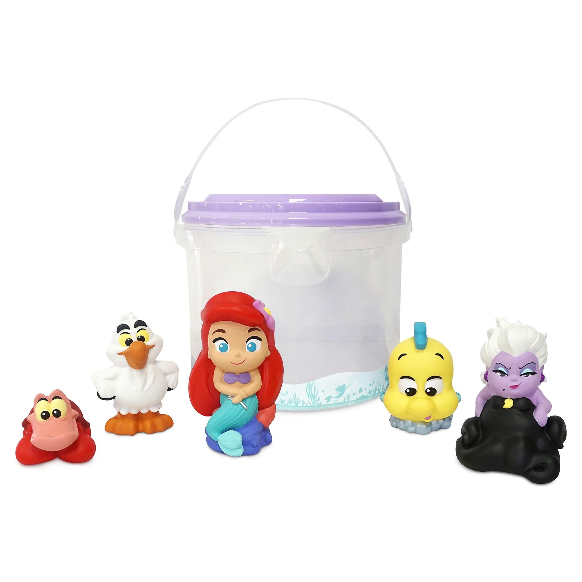 Disney Store Official Bath Toy Set for Kids, The Little Mermaid, 5 Pc., Playset Includes Bucket with Straining Lid and Five Figures, Suitable for Ages 6 Months+ — image 1