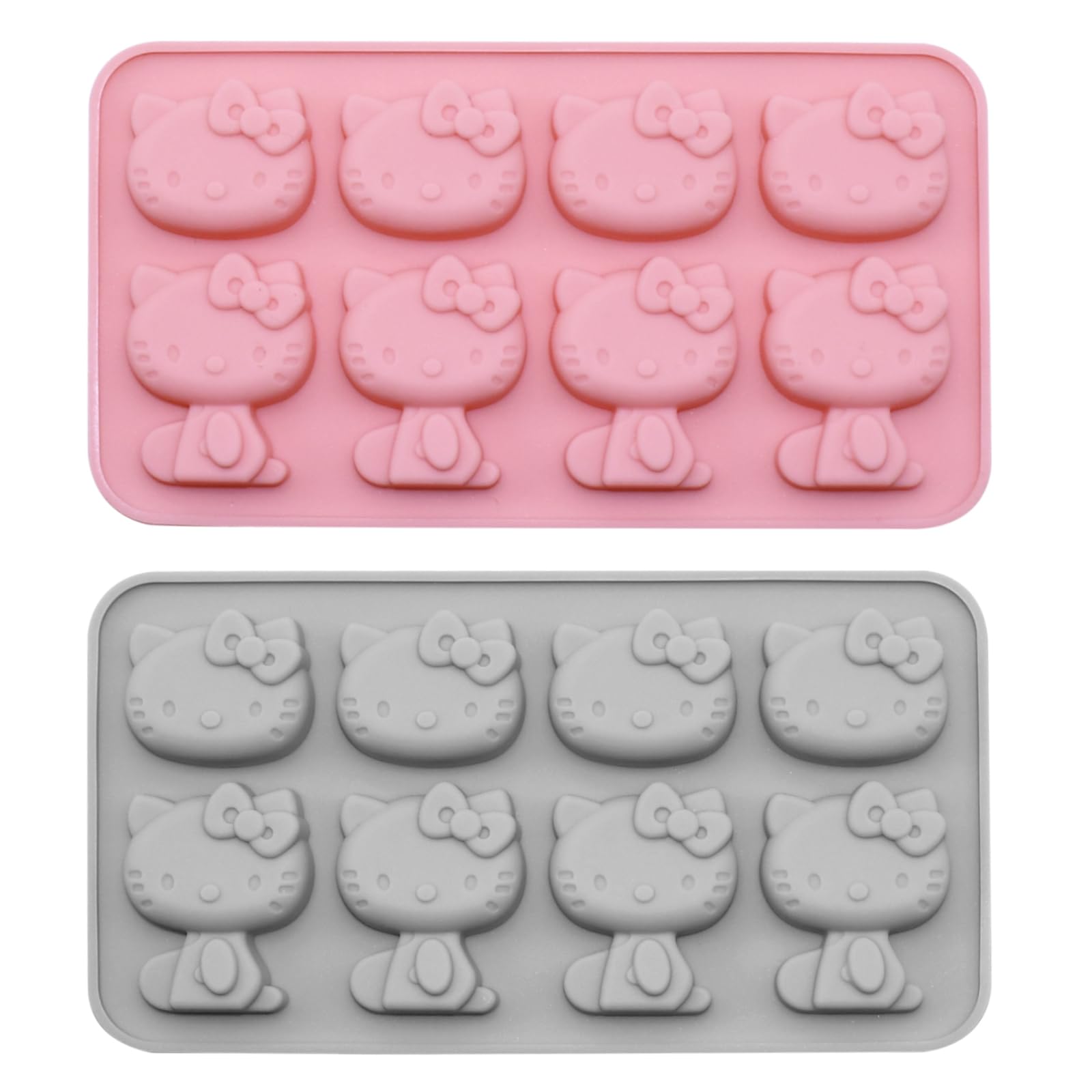 Photo 1 of 2 Packs Cute Cat Silicone Fondant Cake Mold 8-Cavity Cartoon Ice Mold Non-stick Mousse Chocolate Candy Mold for Sugarcraft Candy Cupcake Topper Baking