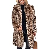 MSOPCCA Womens faux fur cardigan coat Winter Fuzzy Long Lapel Open Front Leopard Print Jacket Fashion Overcoat