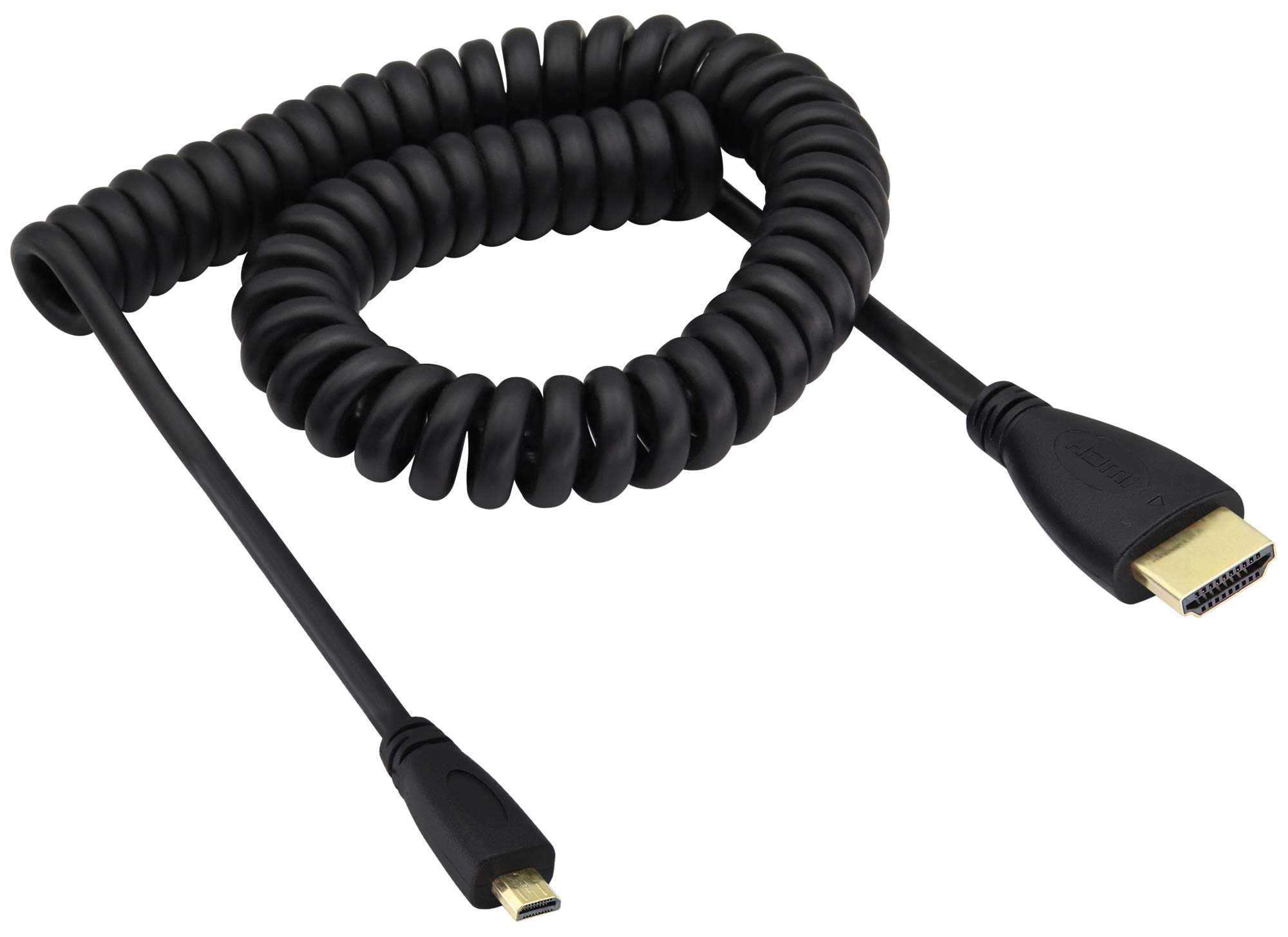 zdyCGTime HDMI to HDMI D spring cable,1080P 4k High Speed Ultra HD hdmi Version 1.4 male cable,hdmi D cable 1.5m 4k,Support Ethernet, 3D, 4K audio and video straight spring cable.(Black/2m)