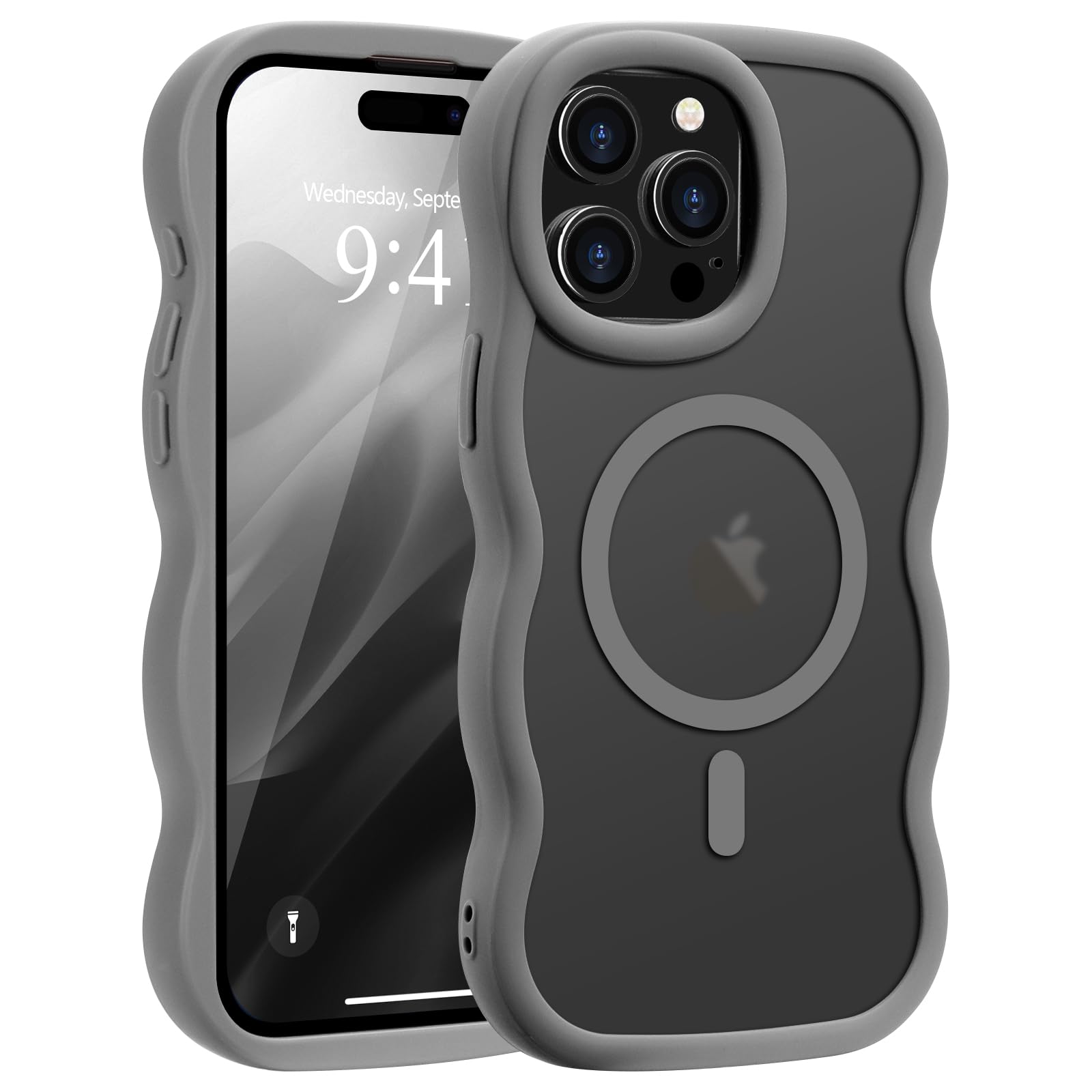 Pepmune for iPhone 15 Pro Case, Curly Wavy Frame