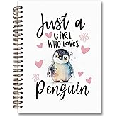foedor Penguin Gifts Spiral Notebook,Just a Girl Who Loves Penguin,Cute Notebooks for Women Teen Girls Penguin Lovers,College Ruled Hardcover Journal for Work Note Taking Office Supplies