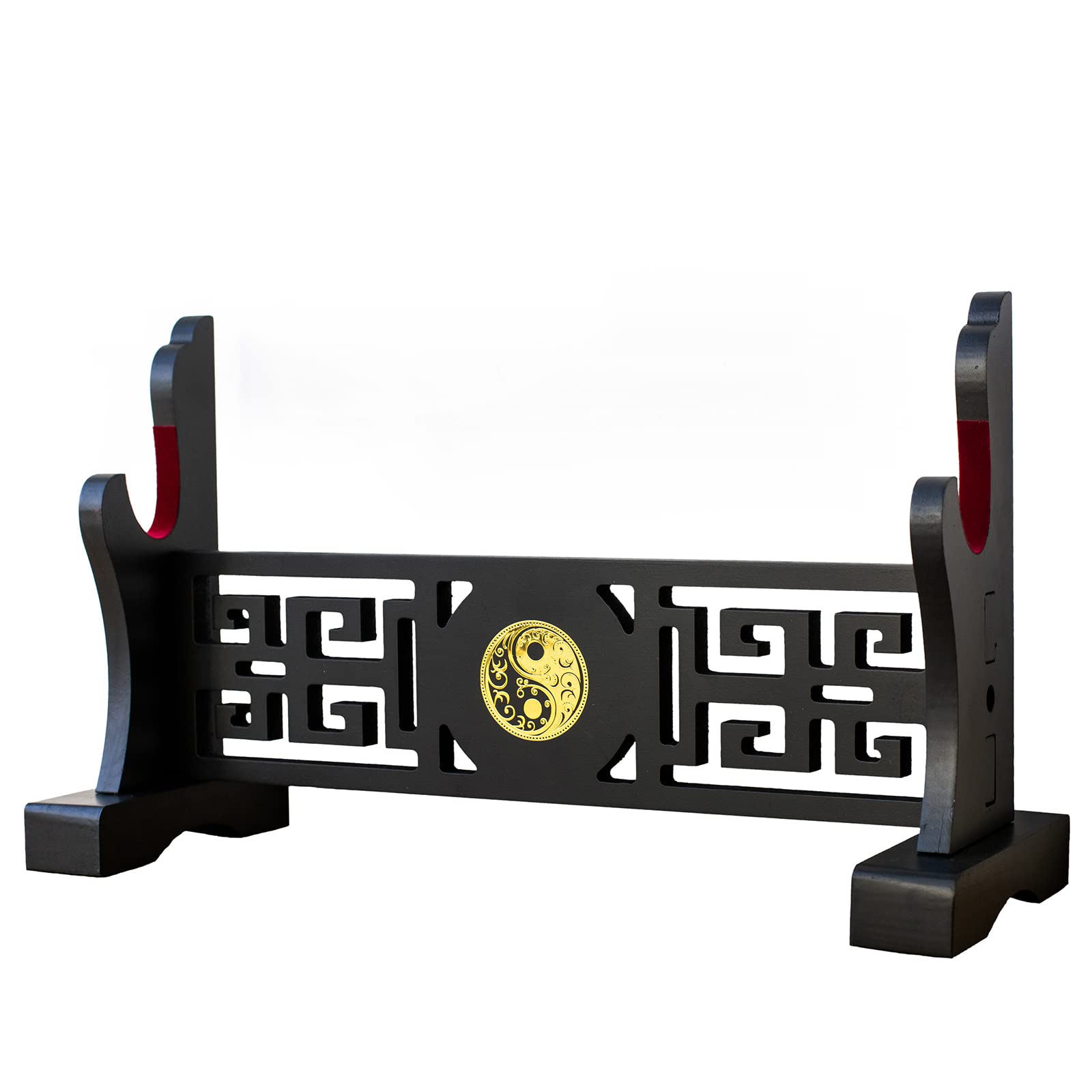 FOXSMZZ Taichi Sword Holder Japanese Velvet Padded Katana Stand Samurai Display Rack Support All Tanto Swords (Tai Chi-1)