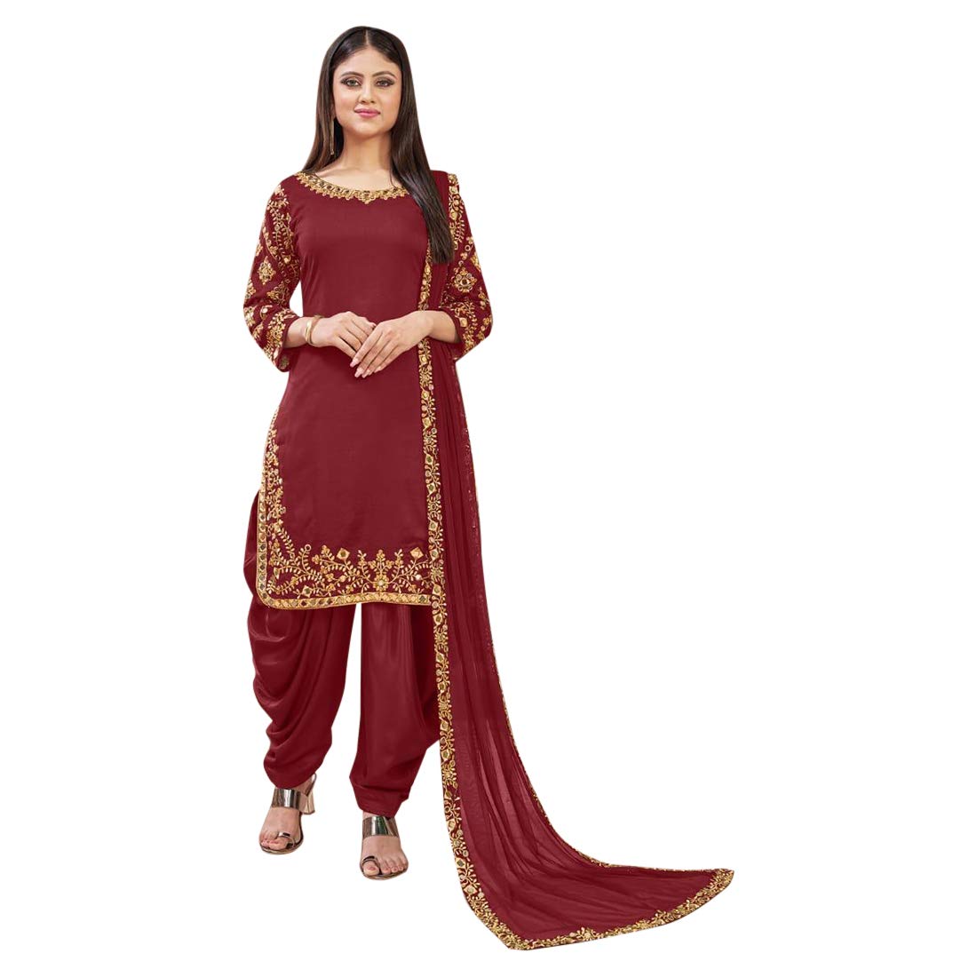 dark red punjabi suit