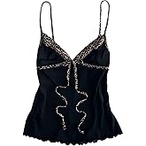 MANGMAO Emo Coquette Cropped Top Grunge 2000s Spaghetti Strap Tops Streetwear Vintage Camisole Y2k Cheetah Tops