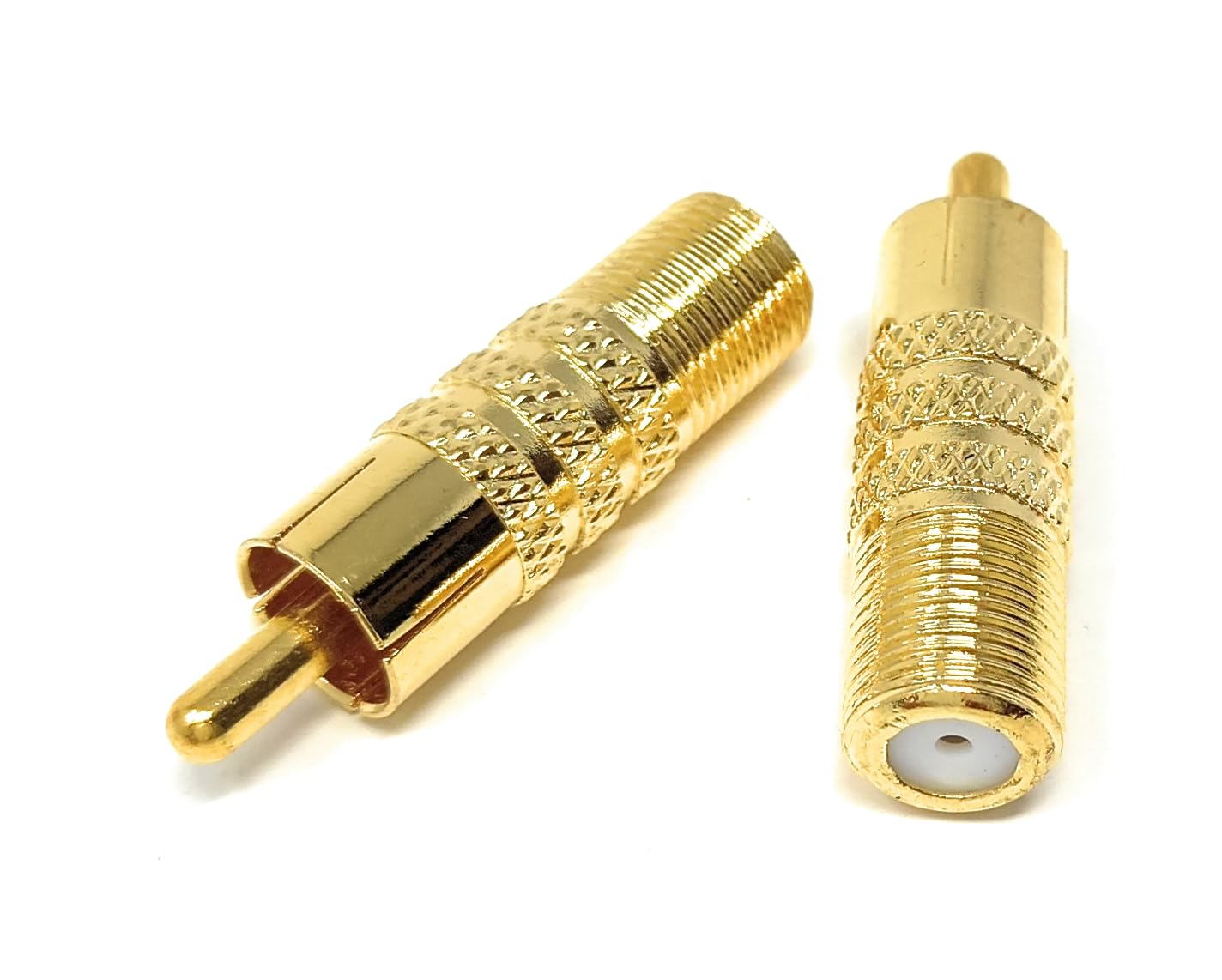 DRUT 2pcs F Type Socket Screw to RCA Phono Male Plug TV Satellite Cable Adapter (Gold)
