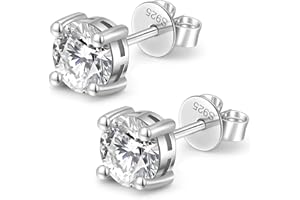 HAINBAG Moissanite Earrings 1ct-2ct D Color VVS1 Lab Diamond Studs Hypoallergenic 18K White Gold Plated 925 Silver Earring