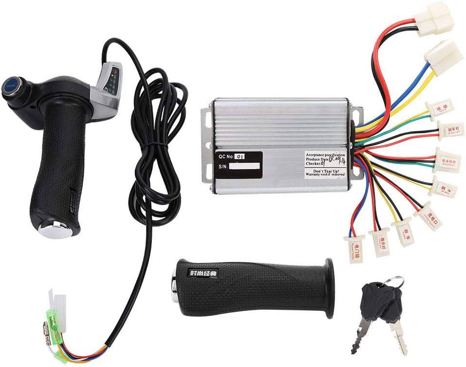 Huairdum Motor Brushed Rate Controller, Electric Bicycle Controller with Throttle Grip Keys E-Bike Scooter Accessory for 1000W 36V/48V Brushed Motor(48V-#2)