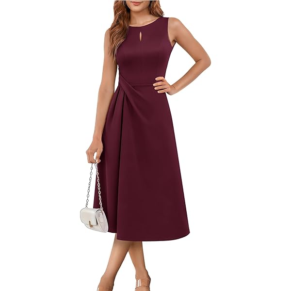 Amazon.com: Bridesmay Women's Formal Midi Wedding Guest Dress 2026 A Line  Tank Modest Sleeveless Cocktail Dresses with Pockets Blush S : Clothing,  Shoes & Jewelry