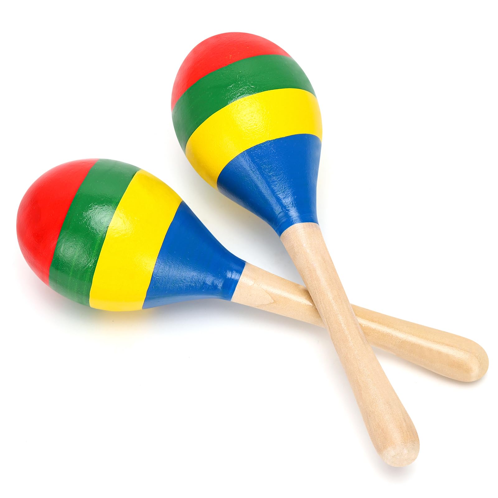 Photo 1 of 2 Pcs Maracas, Hand Percussion Rattles for Kids, Wooden Rumba Shaker Hand Musical Instruments with Clear Rhythm for Kids Adults Playing (Colorful)