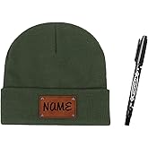 Custom Baby Beanie Hat Personalized Name Logo on Leather Patch Baby Knit Hats DIY Knit Warm Beanies for Kids Teenager Adult