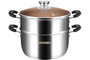 VENTION Steamer Pot for Cooking, Vegetable Steamer, 5-Ply Stainless Steel Steamer, 9.4 Inch