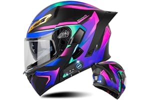 AAREG Bluetooth Modular Motorcycle Helmet with Tail DOT Approved Flip Up Front Helmets Dual Anti-Fog Visors Full Face Helmet Built-in Mp3 Integrated for Adults Men Women 55-64CM
