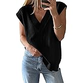 Saodimallsu Womens V Neck Sweater Vest Oversized Ribbed Knit Sleeveless Casual Loose Fit Pullover Tank Top