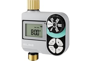 QUOBAS Sprinkler Timer for Garden Hose, Programmable Digital Brass Water Timer with Rain Delay/Auto/Manual 3 Modes, Pool, Law