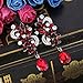 BriLove Women's Wedding Bridal Dangle Earrings Bohemian Boho Crystal Flower Chandelier Teardrop Bling Jewelry Ruby Color Silver-Tone