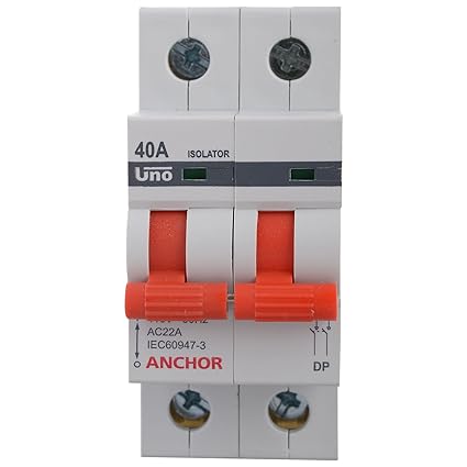 Anchor 98055 2 Pole UNO Series Isolator, 40 Amp, White