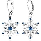 Snowflake Earrings for Women Sterling Silver Christmas Snowflake Earrings Dangle Drop Winter Holiday Jewelry Leverback Christmas Gifts