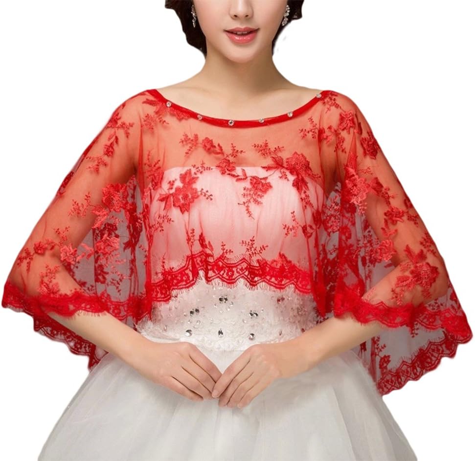 ZAHY Women's Wraps Cape Lace Shawl for Wedding Dresses