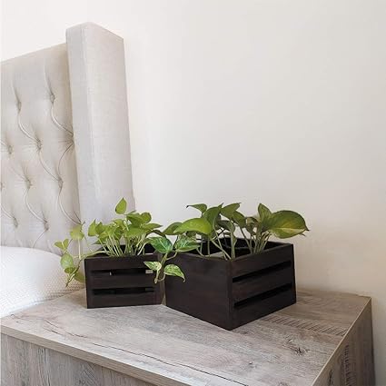 Design Forum Wooden Planter for Indoor Outdoor Garden Patio Balcony (Set of 2 Planters) Walnut Color