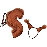 appuivbt Animal Squirrel Ears Headband and Tail Costume Accessory Set, Unisex Halloween Party Animal Cosplay Set