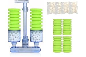 UPETTOOLS Aquarium Biochemical Sponge Filter（15-50Gla）, Ultra Quite Aquarium Air Pump Double Head Bio Sponge Fish Tank Foam Filter
