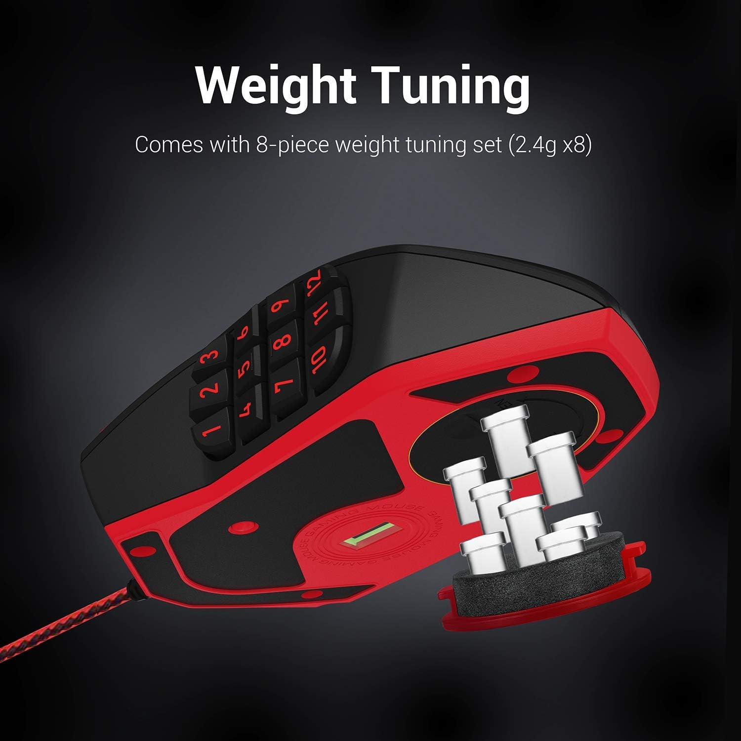 Redragon M901 Wired Gaming Mouse MMO RGB LED Backlit Mice 12400 DPI Perdition with 18 Programmable Buttons Weight Tuning for Windows PC Gaming (Black): Computers & Accessories