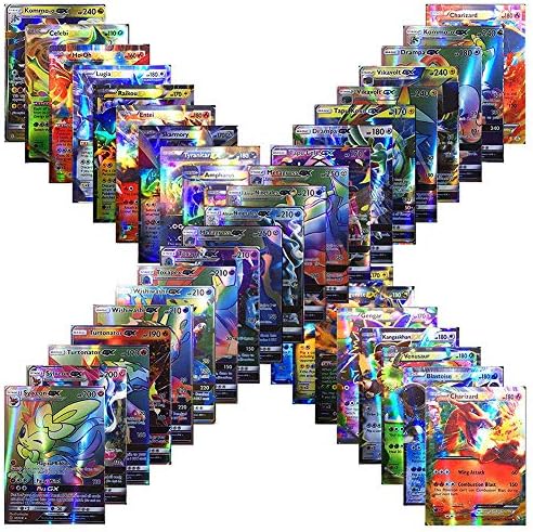 100Pcs Poke Cards TCG Style Card Holo EX Full Art 59 EX Cards 20 Mega EX Cards 20 GX Cards 1 Energy Card