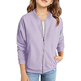Haloumoning Girls Zip Up Jackets Kids Fall Long Sleeve Sweatshirts Outerwear with Pockets 5-14 years