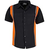 BIKER WEAR USA Men’s Work Shirt- Mechanical/Industrial Work Shirt with Vertical Reflective Lining