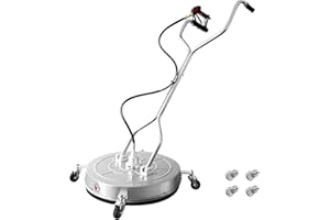 janz 24" Pressure Washer Surface Cleaner with 4 Wheels,Dual Handle,Stainless Steel Housing, 2 Hose Adapters and 4 Replacement Nozzles, Ideal for Cleaning Driveways, Sidewalks,Patios,Decks