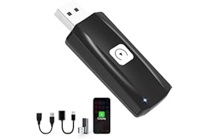 MSXTTLY Wireless CarPlay Adapter for Apple iPhone iOS 12+ Small Car Play Dongle for OEM Wired CarPlay Car Model 2017+ USB C to A, USB A Cable, 90 Degree USB Adapter, 3 Adapters