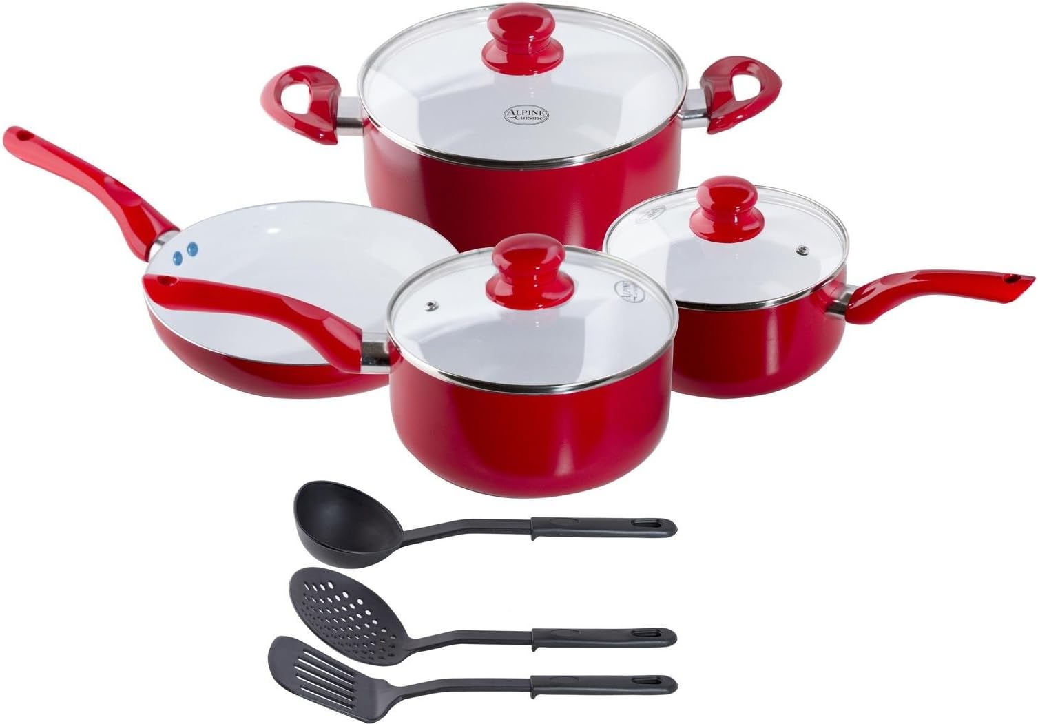Healthy Nonstick Ceramic Coating Cookware 8 Piece Set w/ Tempered Glass Lids