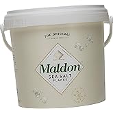 Maldon Salt Company Maldon Salt, Sea Salt Flakes, Resealable Tub, Kosher, Natural, Handcrafted, Gourmet, Pyramid Crystals, 3.08 Pound (1.4 kg)