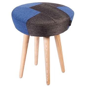 Decostyle PU Foam Tetra Stool with Solid Wood Legs for Living Room/Bed Room