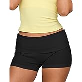 FaroDor Women Fold Over Shorts Elastic Waist Cute Pajama Micro Lounge Sleepwear Foldover Bottoms