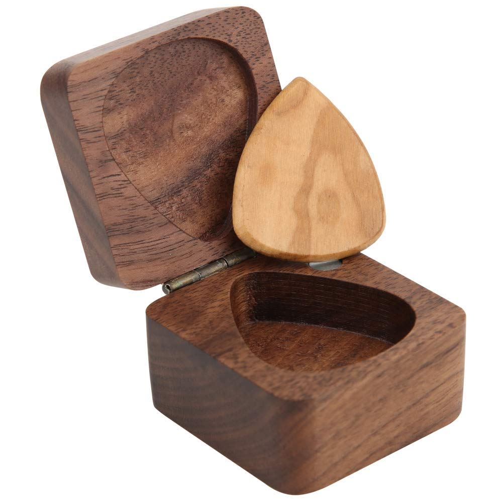 Eco-friendly Acacia Wood Guitar Pick Box, Durable Guitar Pick Holder, Guitar Accessories, Compact Square Design, Perfect for Guitarists, Guitar Practice, Live Performance, Daily Use, Gift Idea